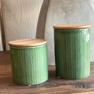 Frasco cerámica con tapa de bambú